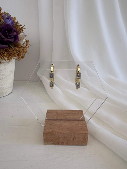 2 Taşlı Altıgen Küpe 