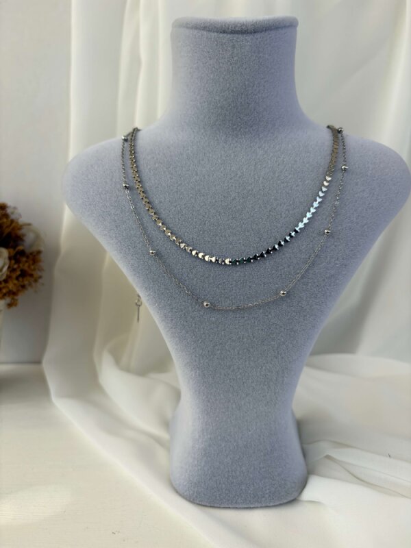 2'li Kalpli ve Dorika Zincir Detaylı Kolye - 1