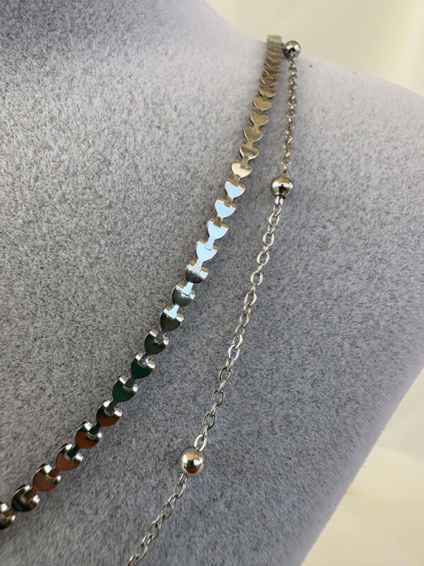 2'li Kalpli ve Dorika Zincir Detaylı Kolye - 3