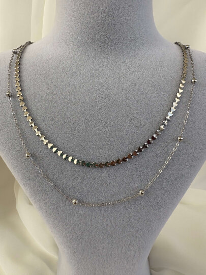 2'li Kalpli ve Dorika Zincir Detaylı Kolye - 2