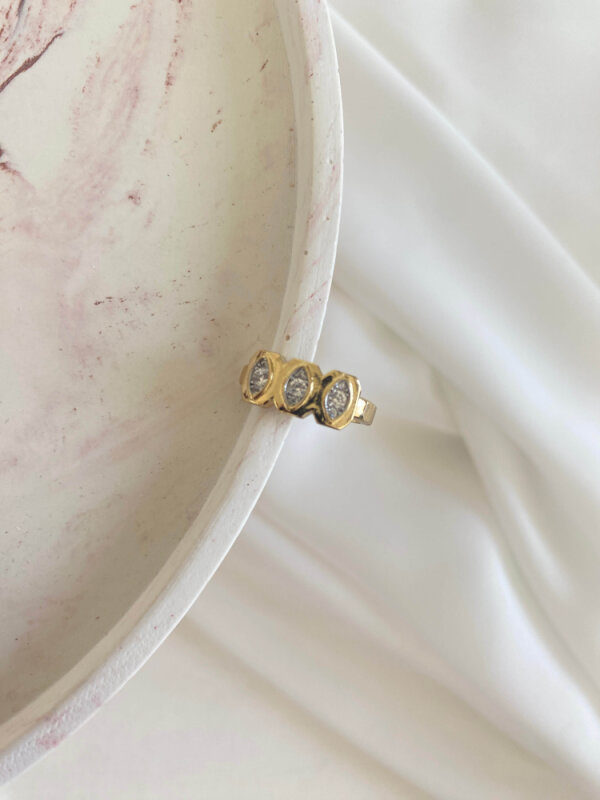 3 Taşlı Halka Earcuff - Gold - 2