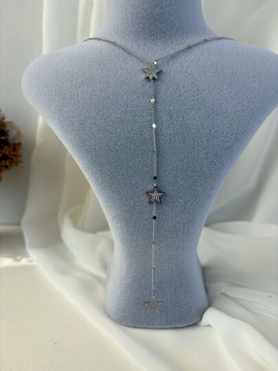 3 Yıldızlı - Pul Zincirli Y Kolye - 3