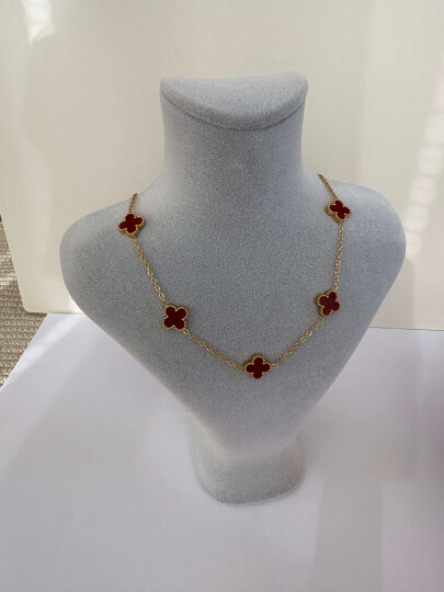 5'li Yonca Kolye - Bordo