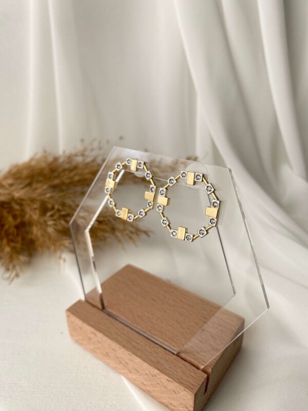 Altıgen Taşlı Küpe - Gold Renk - 2