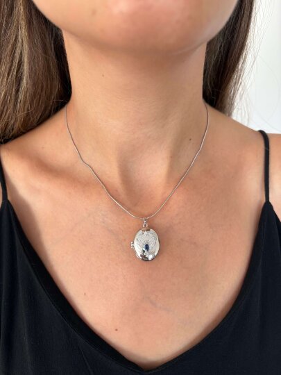 Alya Lacivert Taşlı Kolye 