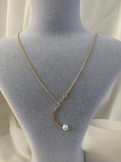 Ay Yıldızlı İncili Kolye - Gold - 2