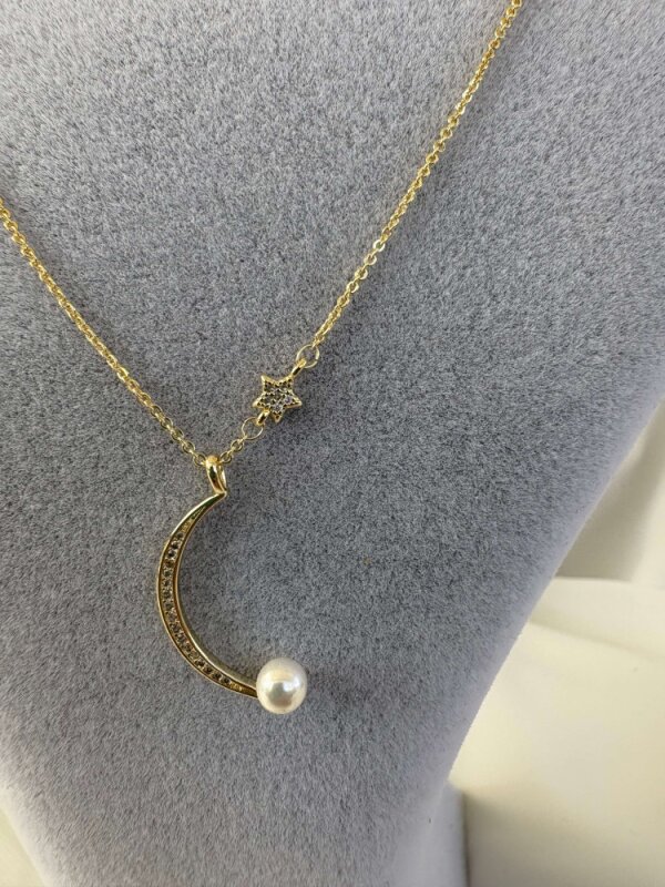 Ay Yıldızlı İncili Kolye - Gold - 3