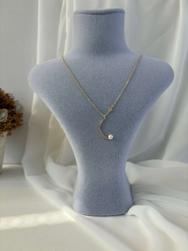 Ay Yıldızlı İncili Kolye - Gold - 1