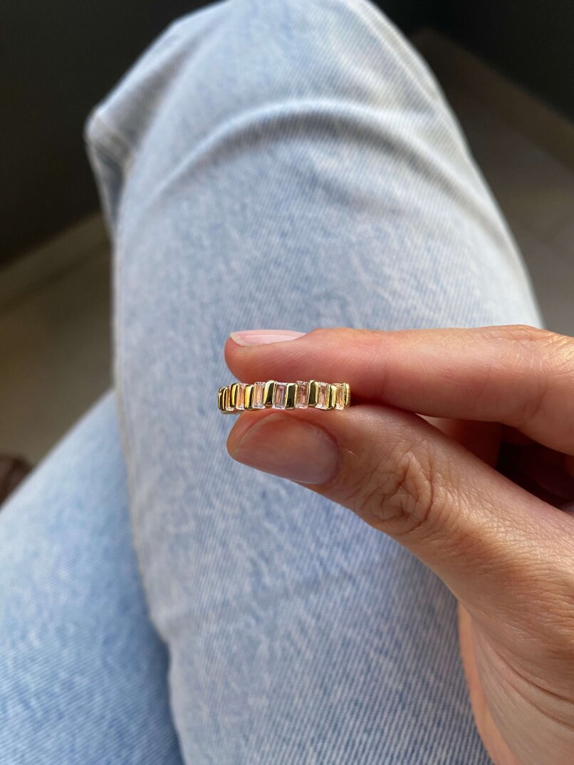 Baget Sıra Taşlı Yüzük-Gold - 1