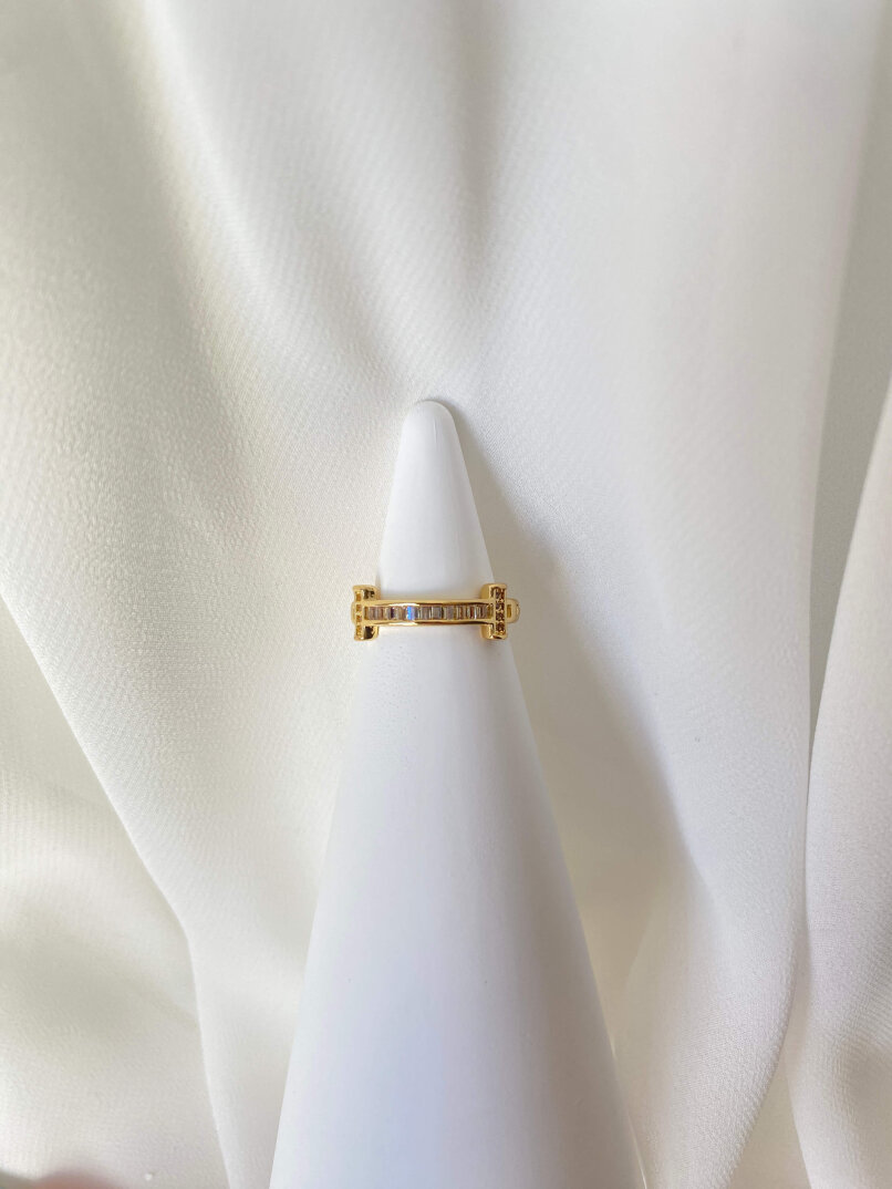 Baget Taşlı Yüzük-Gold - 1