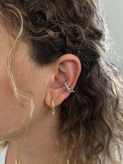 Çift Renkli Altıgen Earcuff - 3