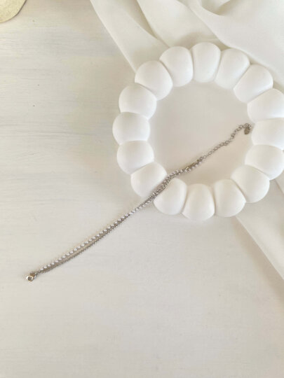 Çift Zincirli İncili Bileklik - Gümüş