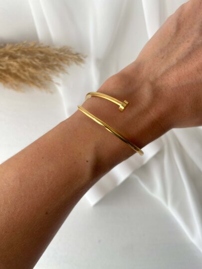 Çivi Model Kelepçe - Gold Renk - 2