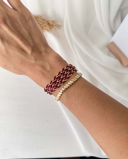 Çok Kullanımlı Örgü Zincir - Bordo - 2