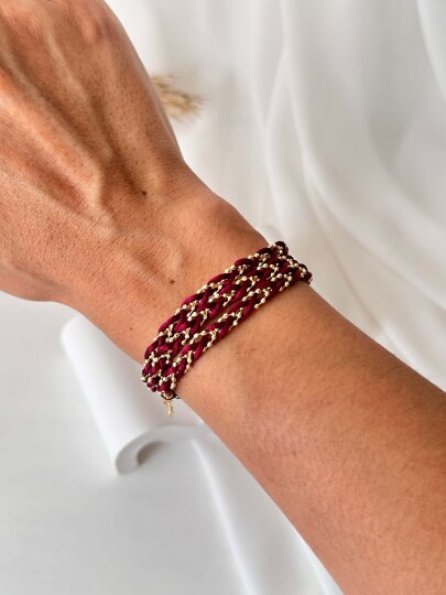 Çok Kullanımlı Örgü Zincir - Bordo - 5