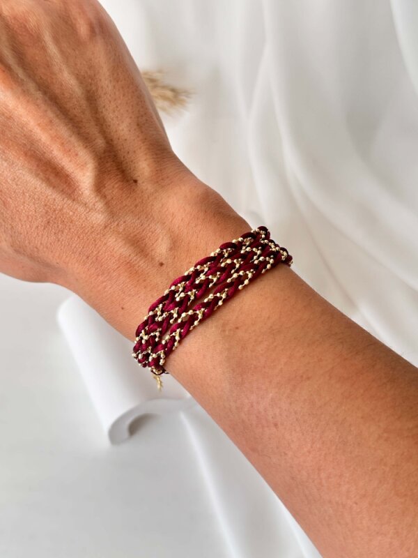 Çok Kullanımlı Örgü Zincir - Bordo - 5