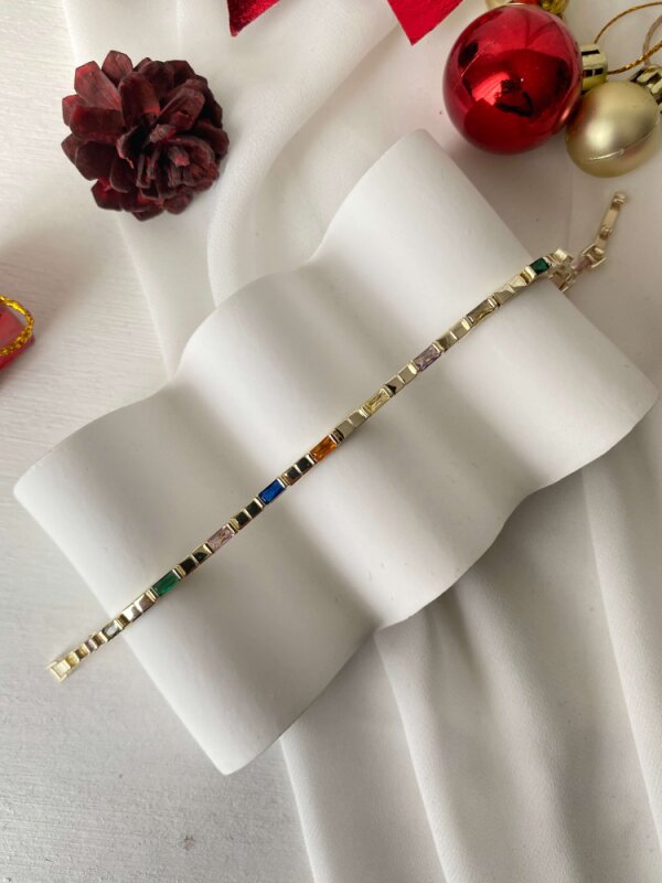 Çok Renkli Dikdörtgen Taşlı Bileklik  - 2