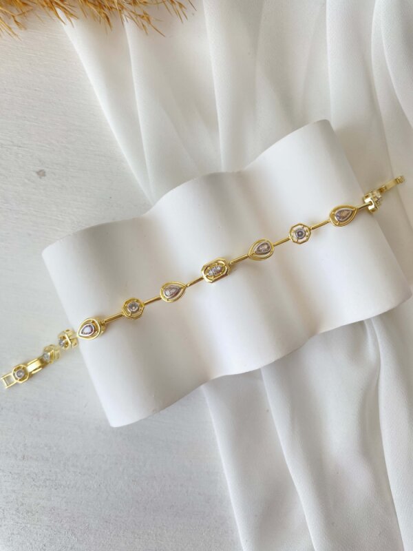 Damla-Yuvarlak-Dikdörtgen Taşlı Bileklik - 1