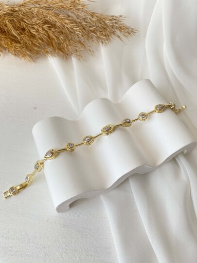 Damla-Yuvarlak-Dikdörtgen Taşlı Bileklik - 2