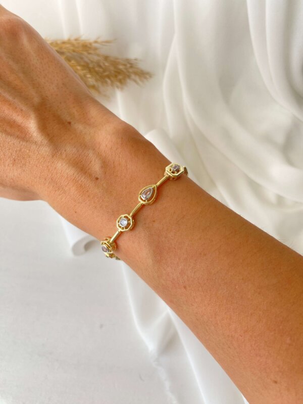 Damla-Yuvarlak-Dikdörtgen Taşlı Bileklik - 4