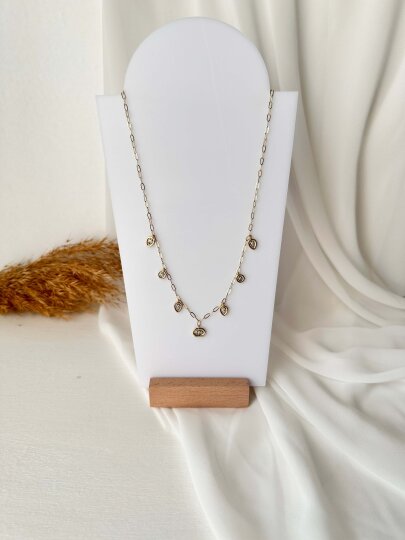 Damla-Yuvarlak-Dikdörtgen Taşlı Kolye