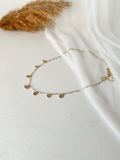 Damla-Yuvarlak-Dikdörtgen Taşlı Kolye - 3