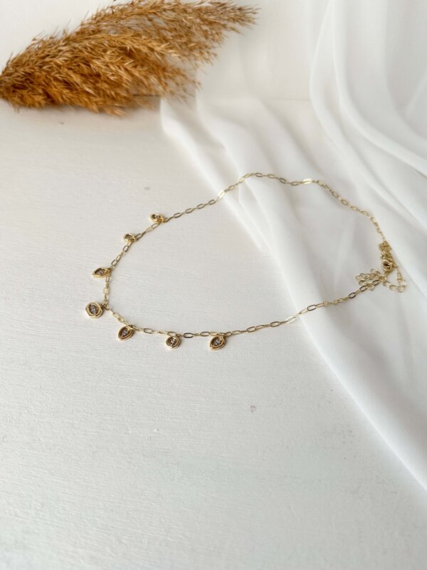 Damla-Yuvarlak-Dikdörtgen Taşlı Kolye - 3