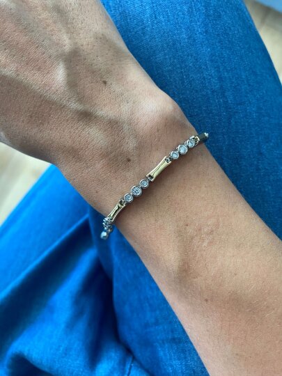 Dikdörtgen - 3 Taşlı Çift Renk Özel Seri Bileklik - 2