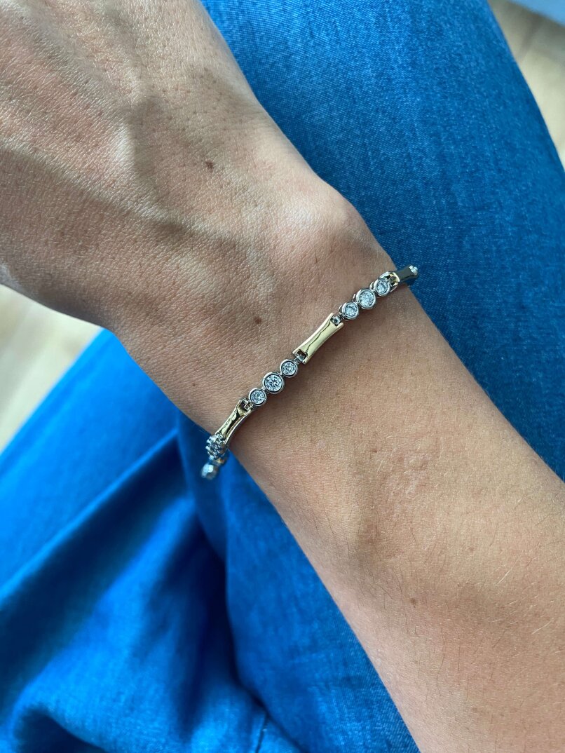 Dikdörtgen - 3 Taşlı Çift Renk Özel Seri Bileklik - 2