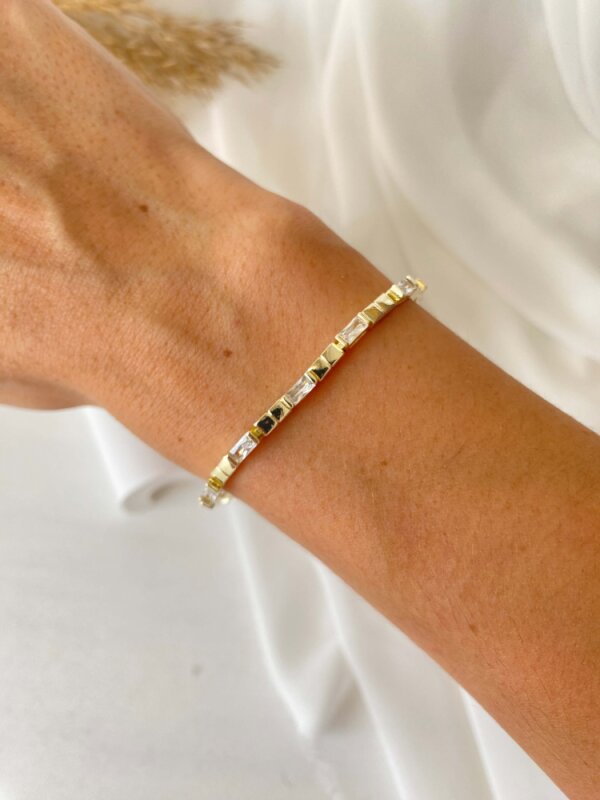 Dikdörtgen Taş Detaylı Ezme Bileklik - 3