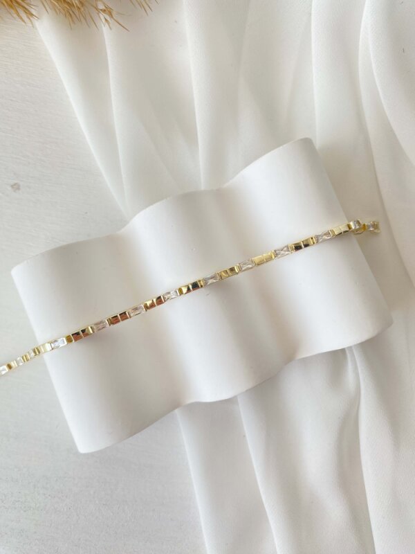 Dikdörtgen Taş Detaylı Ezme Bileklik - 2