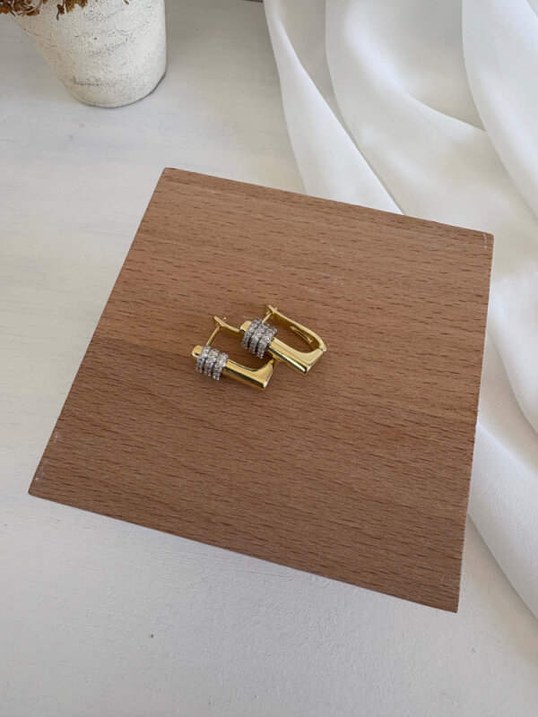 Dikdörtgen Taş Detaylı Küpe - 1