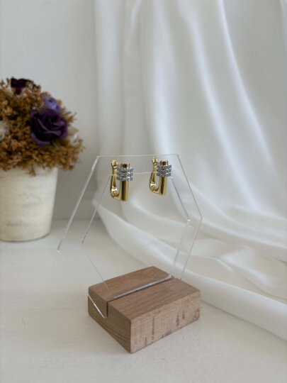 Dikdörtgen Taş Detaylı Küpe - 3