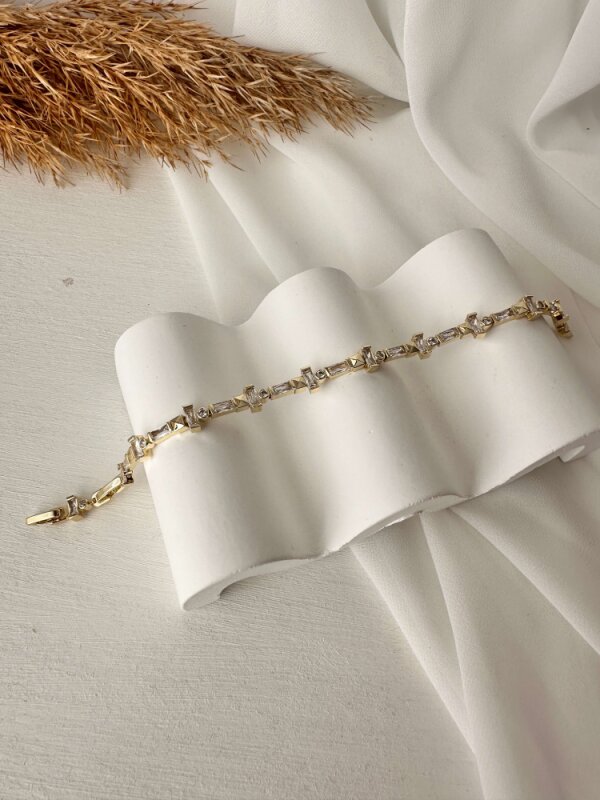 Dikdörtgen ve Yuvarlak Taşlı Bileklik - 1