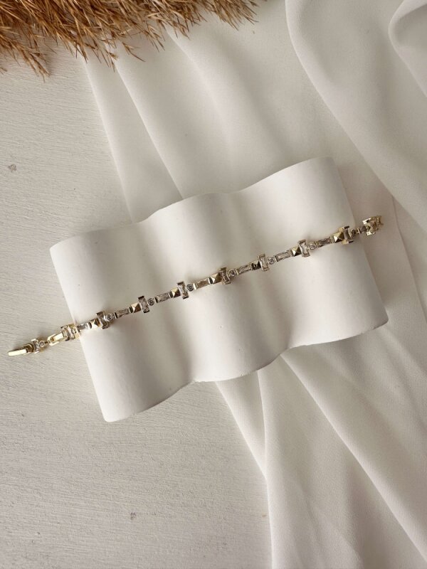 Dikdörtgen ve Yuvarlak Taşlı Bileklik - 2