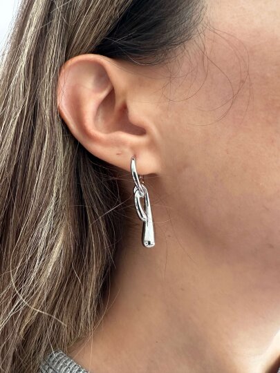 Düğüm Deteylı Küpe - Gümüş Renk - 6