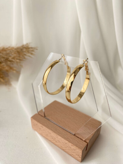 Düz Orta Boy Halka Küpe - 4