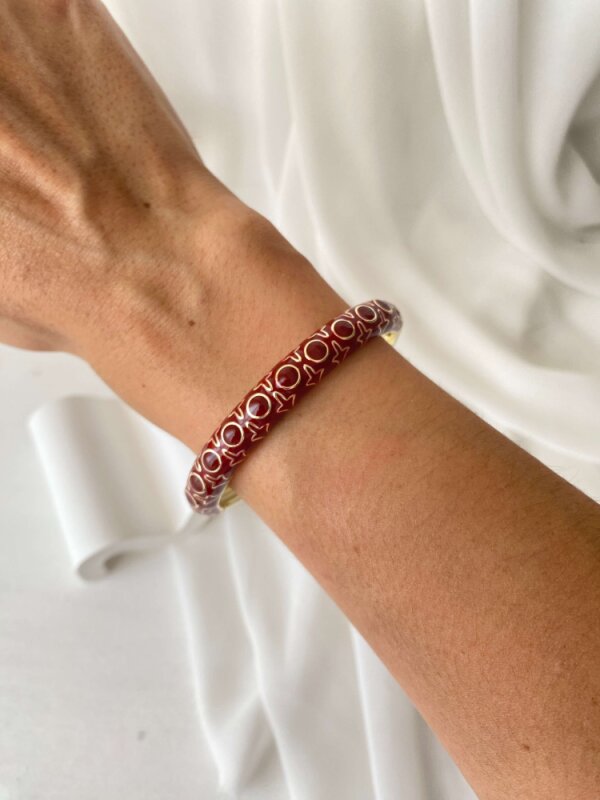 Geometrik Detaylı Kelepçe- Bordo - 2