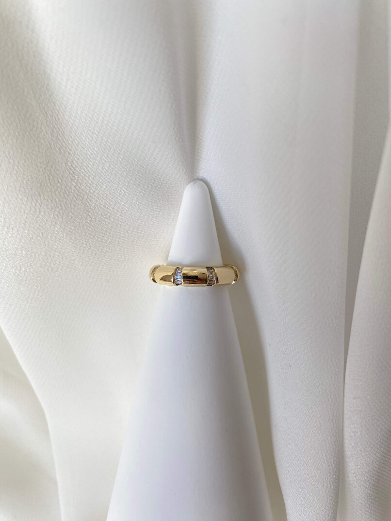 Halka Taşlı Yüzük-Gold - 1