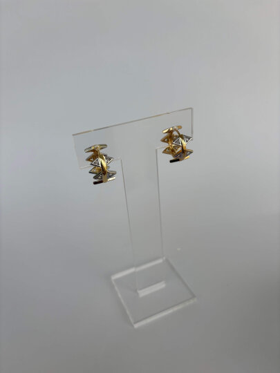 Halka Üçgen Taşlı Küpe-Çift Renk