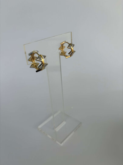 Halka Üçgen Taşlı Küpe-Çift Renk - 2