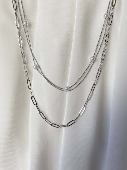 İncili 2'li Kolye Gümüş - 3