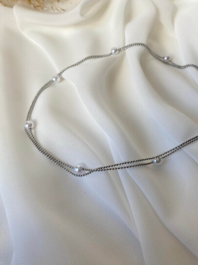 İncili 2'li Kolye Gümüş - 2