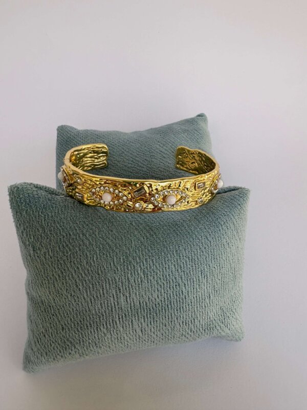 İncili Taşlı Göz Modelli Kelepçe - Gold - 1