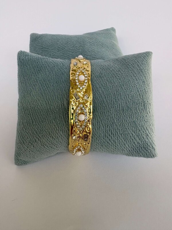 İncili Taşlı Göz Modelli Kelepçe - Gold - 3