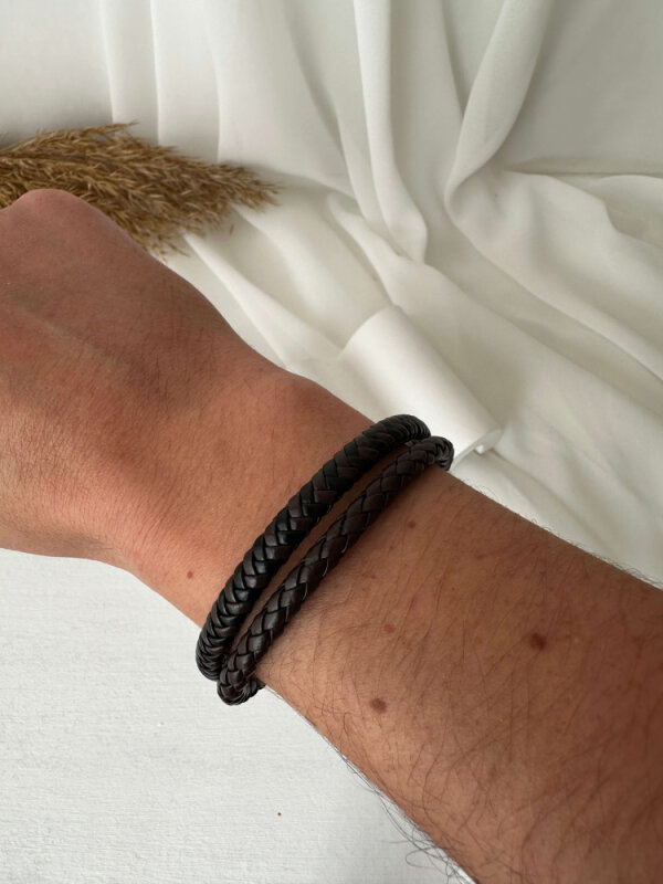 Kahve Siyah 2'lü Deri Bileklik - 3