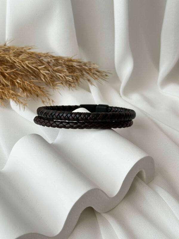 Kahve Siyah 2'lü Deri Bileklik - 1