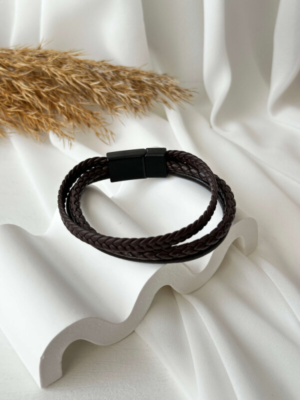 Kahve Siyah 2'lü Deri Bileklik - 2