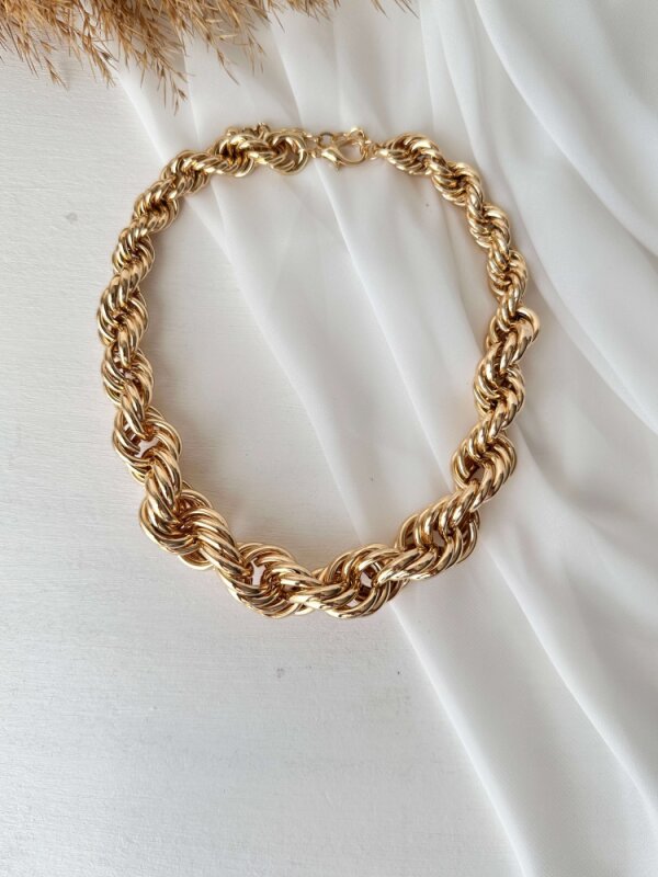 Kalın Sarmal Halat Kolye - Gold Renk - 3