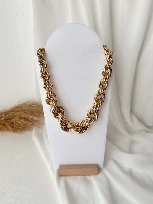 Kalın Sarmal Halat Kolye - Gold Renk - 2